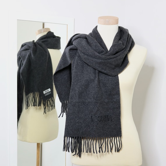 Moschino scarf virgin wool scarf long grey scarf