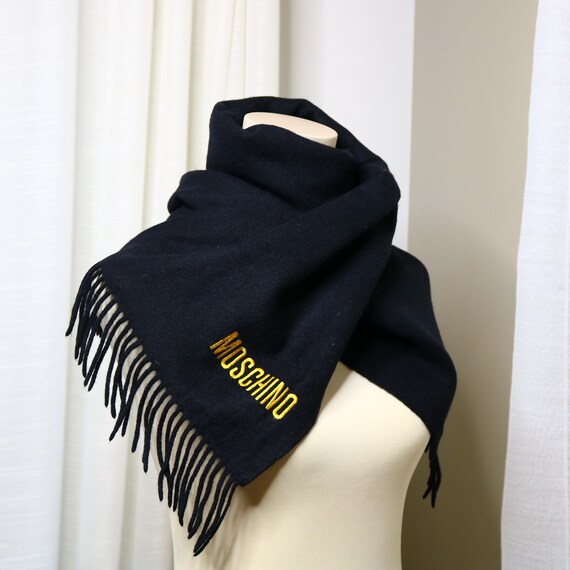 Moschino scarf black wool scarf black long scarf s