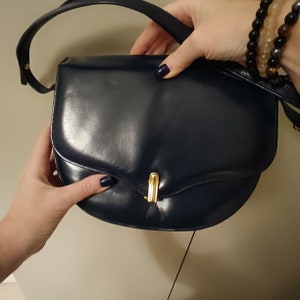Dunkelblaue Handtasche Italien Vintage echte Ledertasche Frauen Abendtasche Schultertasche zeremonielle Clutch Tasche
