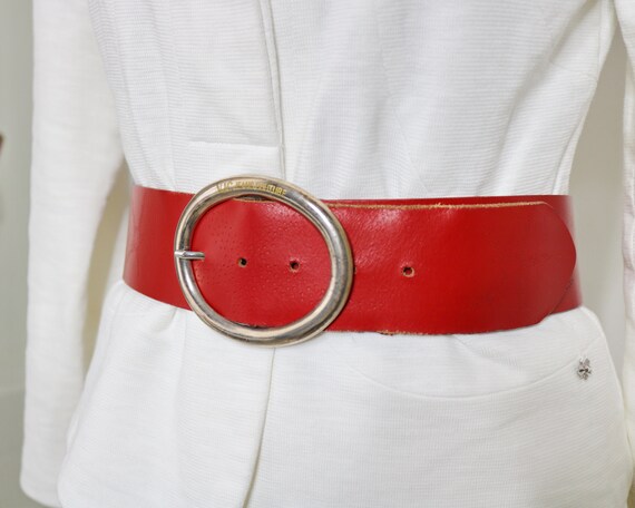 Versace belt red wide belt signed Versace Jeans Co