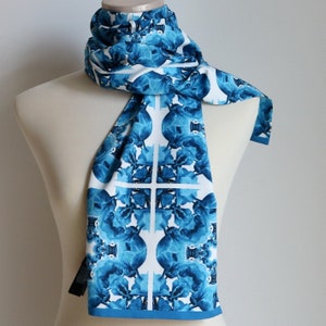 Ted Baker Scarf Skinny Scarf Blue Scarf Mandala Abstract Art Scarf Festive Blue Scarf