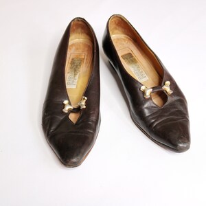 Baldinini Italien skor US6 EU36 UK4 antika pumps edwardianska skor vintage 50-talsskor bruna läderskor lyxmärkesskor bild 9
