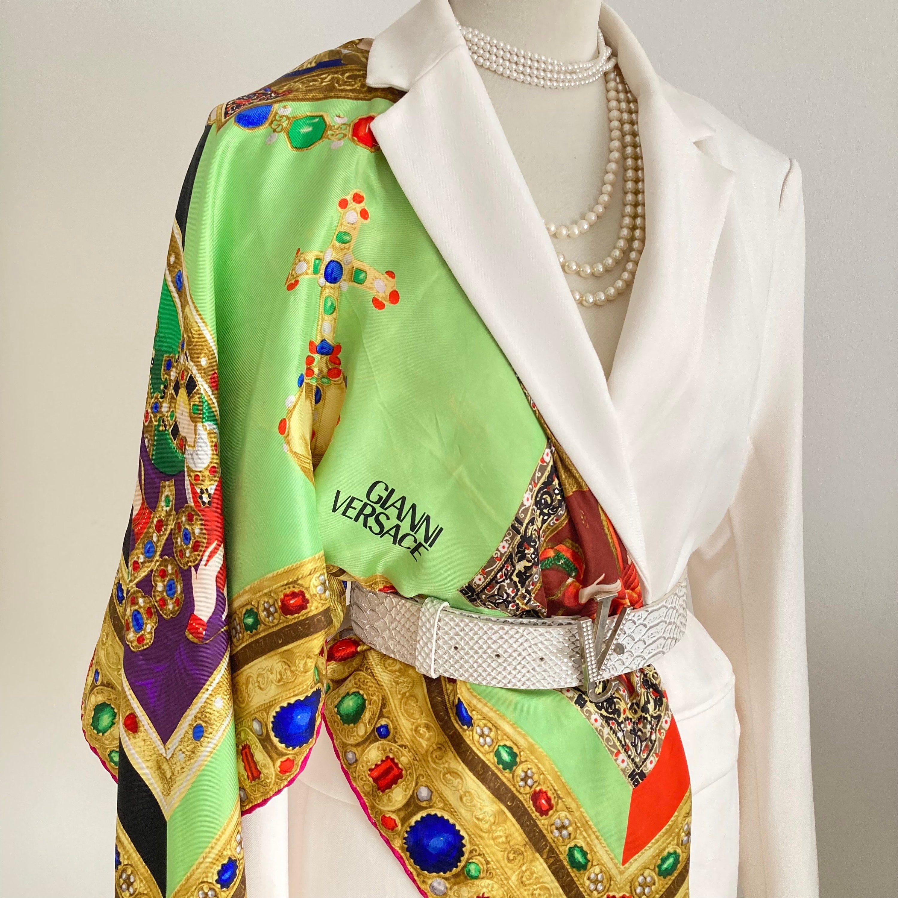 Versace Green Scarf - Etsy