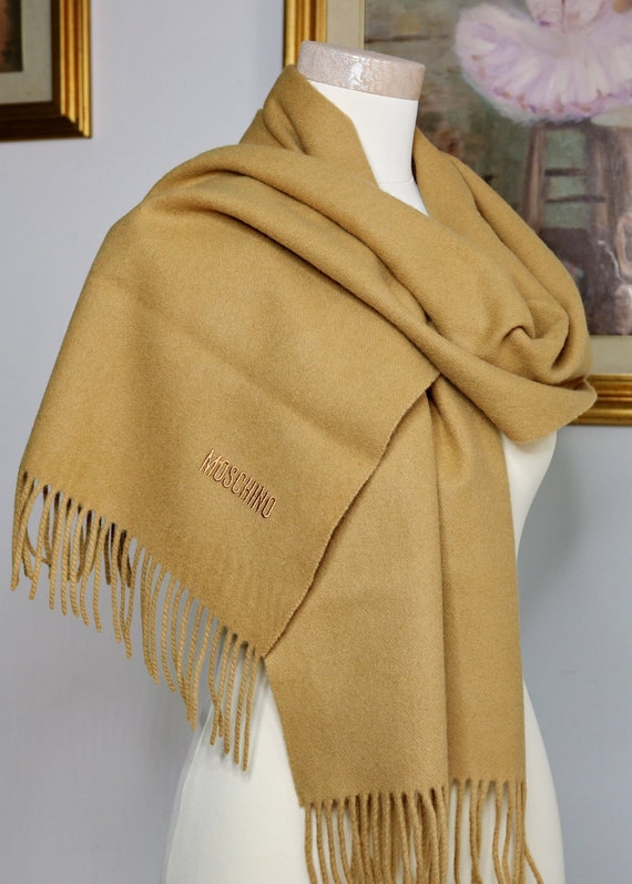 Moschino scarf camel long scarf virgin wool scarf 