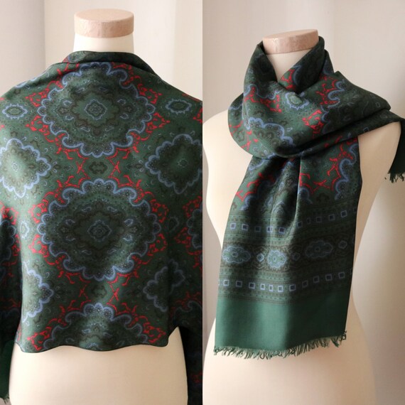 green Paisley scarf Italy silk scarf Elegant men's