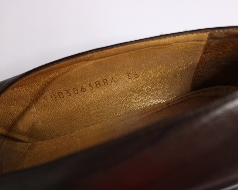 Baldinini Italien skor US6 EU36 UK4 antika pumps edwardianska skor vintage 50-talsskor bruna läderskor lyxmärkesskor bild 6