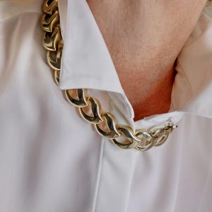 chain necklace 17 inches Chain link necklace collar Chunky necklace Statement necklace custom jewelry golden tone Choker