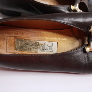 Baldinini Italien skor US6 EU36 UK4 antika pumps edwardianska skor vintage 50-talsskor bruna läderskor lyxmärkesskor bild 3