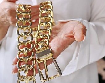 VINTAGE TWO-TONE BEAUTIFUL METAL CHAIN BELT Brighton | Accessories | Brighton Vintage Chain Link Belt  main image 2