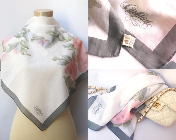Foulard Blanc Rose Cacharel Anais Anais Logo Foulard Parfum écharpe