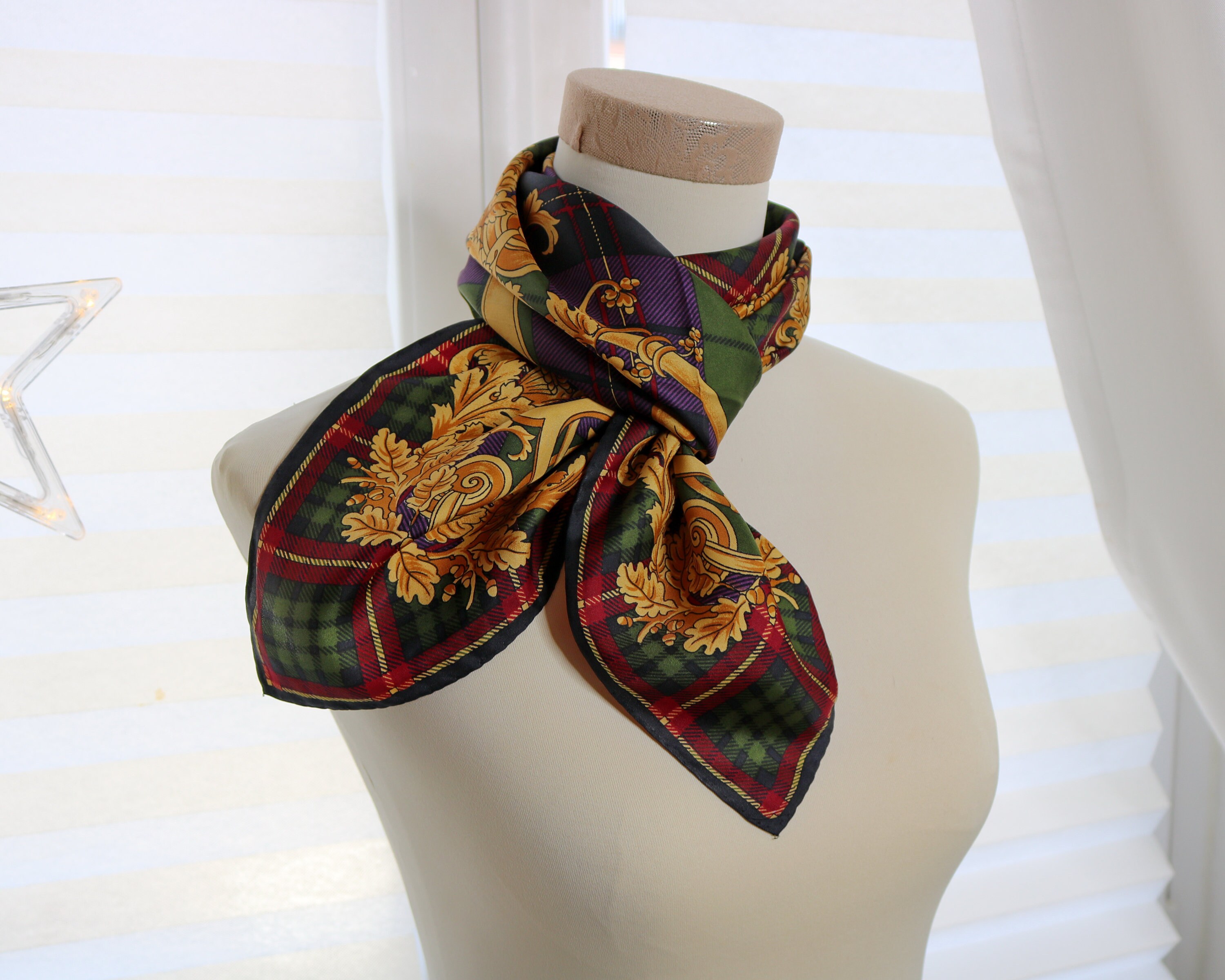 Signed scarf Italy scarf designer silk scarf gold Carré Etsy