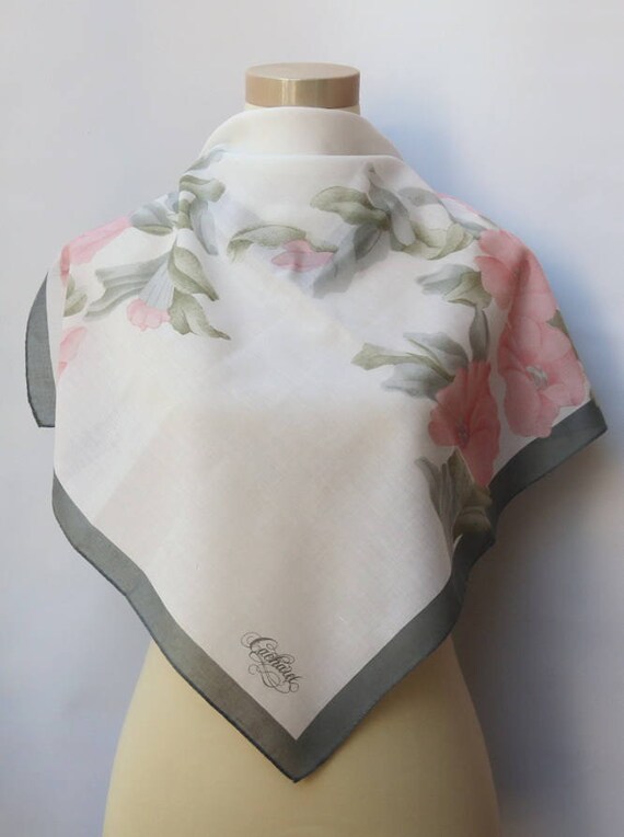 Foulard Blanc Rose Cacharel Anais Anais Logo Foulard Parfum écharpe