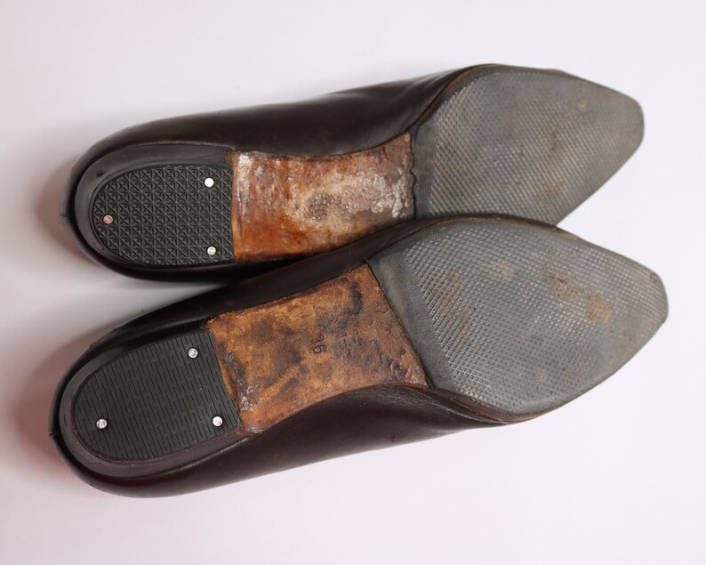 Baldinini Italien skor US6 EU36 UK4 antika pumps edwardianska skor vintage 50-talsskor bruna läderskor lyxmärkesskor bild 7