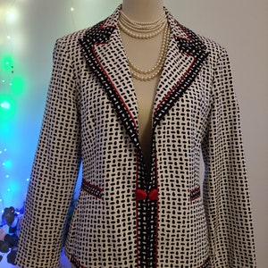 Women Jacket Signed GRN Italy Blazer White Black Blazer Fitted Blazers Elegant Coat Elegant Blazer Party Suit