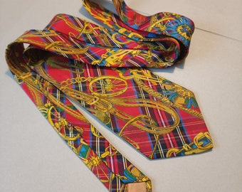 Prochownick Silk Tie Hand-sewn Ties Wedding Tie Equestrian Luxury Print Necktie Gold Chains Lanyards Tie