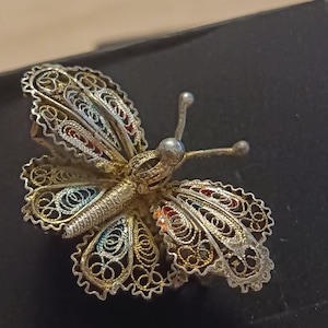 Vintage 800 Silver Butterfly brooch Filigree