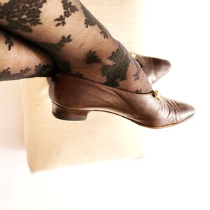Baldinini Italien skor US6 EU36 UK4 antika pumps edwardianska skor vintage 50-talsskor bruna läderskor lyxmärkesskor bild 10