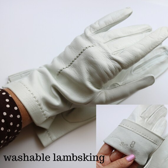 white ivory gloves vintage Italy women's Gloves st