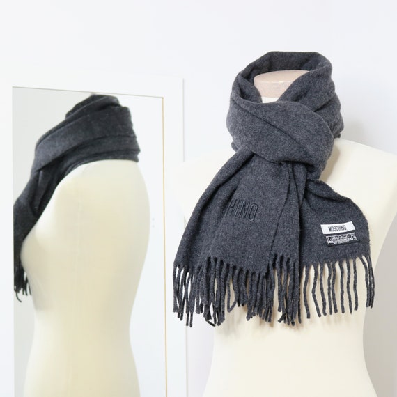 Moschino scarf virgin wool scarf long grey scarf