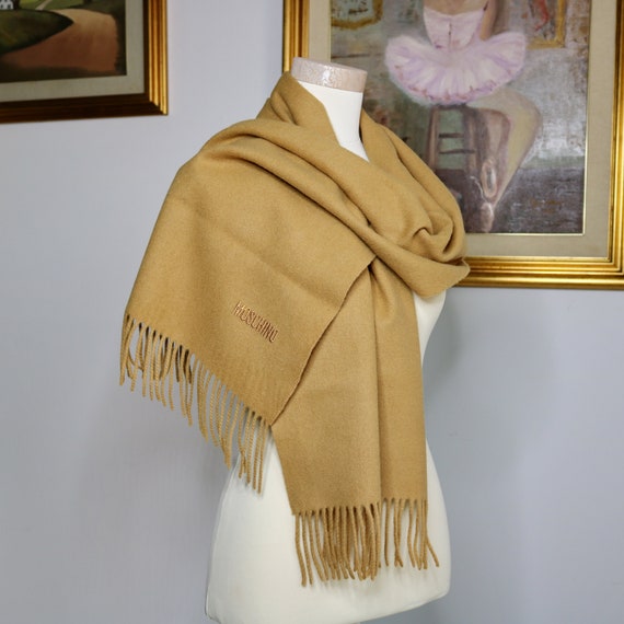 Moschino scarf wool camel long scarf Italy Moschin