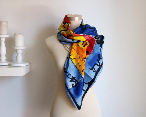 Amstel scarf signed Italy scarf vintage silk scarf