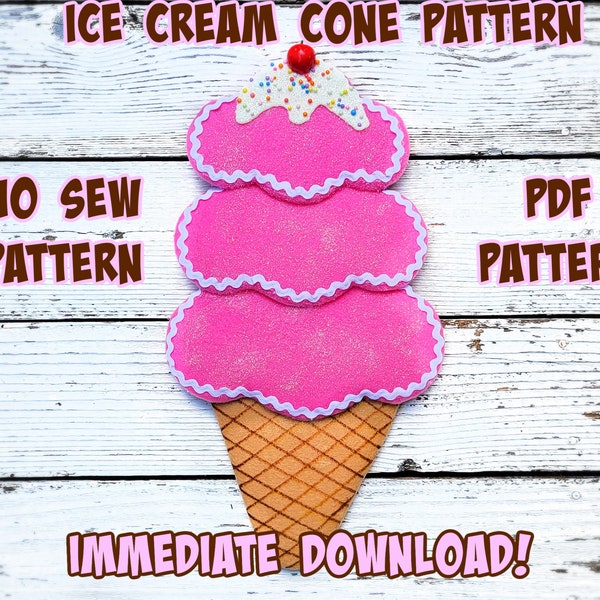 Aucun modèle PDF de cône de crème glacée à coudre, modèle de cône d'été, cône de crème glacée bricolage, modèle de crème glacée, cône de crème glacée Attachmewnt