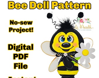 Patrón PDF sin coser abeja, proyecto de bricolaje Bumblebee, patrón digital Bumblebee, diseño de abeja DIY