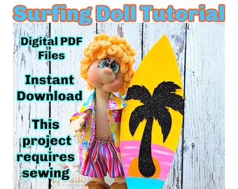 Surfing Doll Tutorial, Surfer Standing doll tutorial, Surfer DIY, Soft Doll Tutorial, Summer Doll Design DIY, Doll Pattern