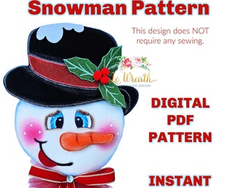 Snowman Head Pattern, No-Sew Snowman E-Pattern, Frosty Pattern,  Snowman Attachment,  Snowman DIY, Snowman Sewing Pattern