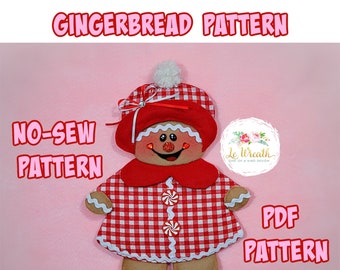 Gingerbread No Sew Pattern, Gingerbread Design E- Pattern, Gingerbread Doll DIY, Gingerbread Wreath Attachment, Gingerbread Pattern