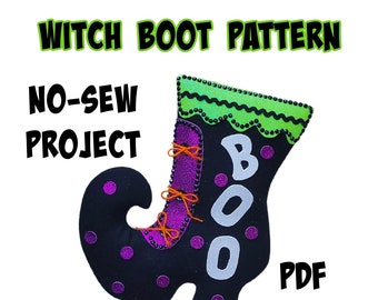 No Sew Halloween Witch Boot PDF Pattern, Witch E- Pattern, Halloween PDF Pattern, PDF Halloween Pattern, Halloween Wreath Attachment