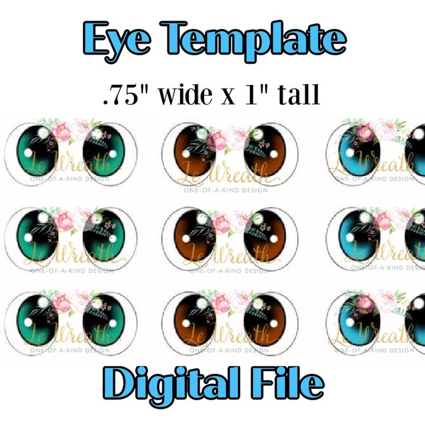 Downloadable Eye Template, digital Eye template,  DIY Eye Template, Template to make Arts & Crafts Eyes