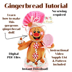 Gingerbread Doll Tutorial, Gingerbread Doll DIY, No Sew Gingerbread Doll Tutorial, Gingerbread Doll Instructional Video