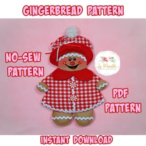 Gingerbread No Sew Pattern, Gingerbread Design E- Pattern, Gingerbread Doll DIY, Gingerbread Wreath Attachment, Gingerbread Pattern