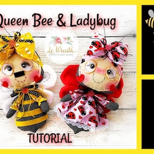 Queen Bee & Ladybug Doll DIY Tutorial, Ladybug DIY, Bee doll Making Video, Bumblebee Tutorial, Bee and Ladybug Sewing patterns