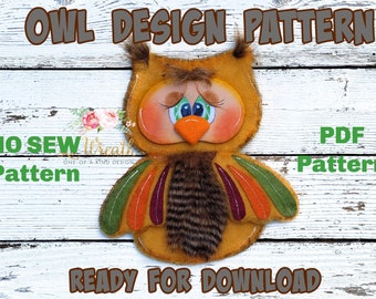 No Sew Owl PDF Pattern, Fall Owl Pattern, Owl E-Pattern, Owl  Attachment DIY, Easy to make Owl