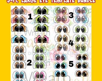 Large downloadable Eye Template Bundle , 5pc digital Eye templates, DIY Eye Template, Templates to make Arts & Crafts Eyes