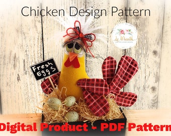 Chicken Doll Digital Pattern, Hen Design Pattern, Chicken Sewing  Patterns