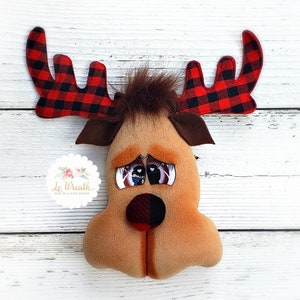 Rudolph the Reindeer Head Digital Pattern, Reindeer Wreath Attachment DIY Pattern, Reindeer Doll image 2