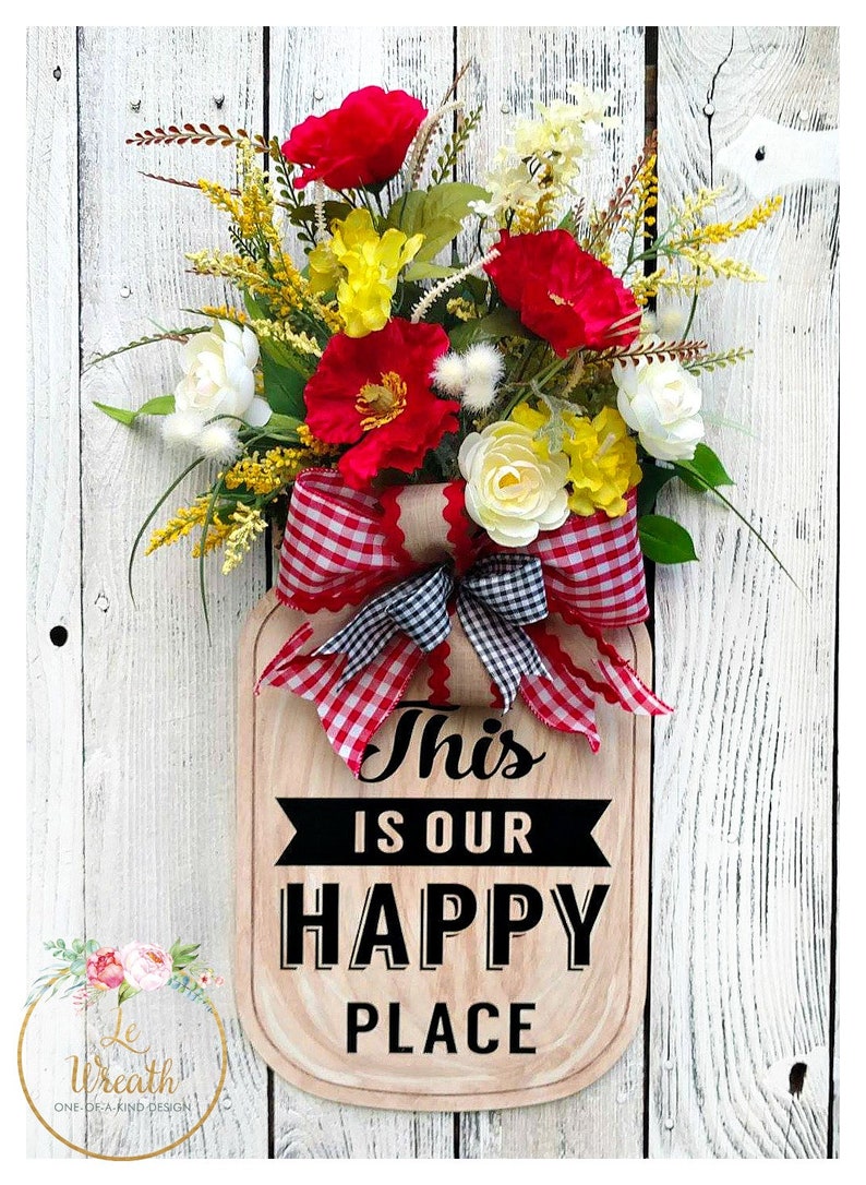 Floral Door Hanger Mason Jar Hanger Spring Door Wreaths Etsy