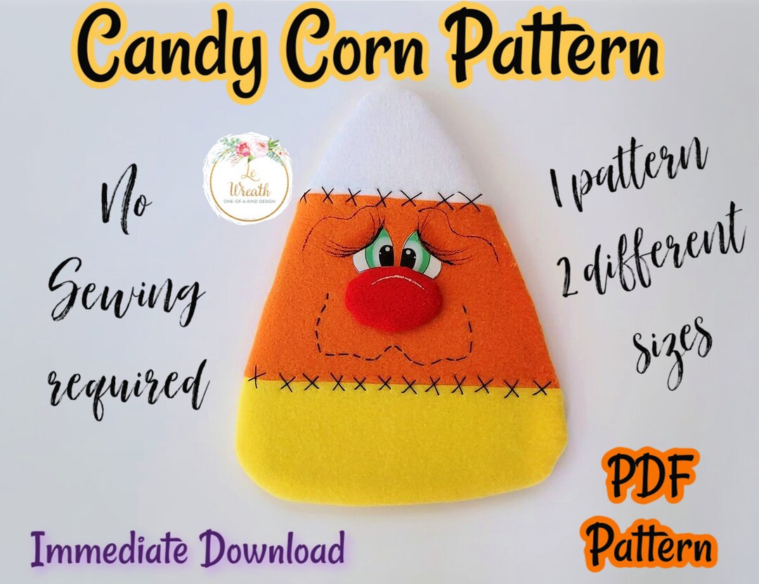 No Sew Candy Corn PDF Pattern, Halloween Candy Corn Pattern, Candy Corn ...