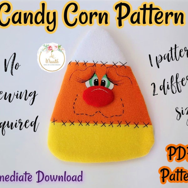 No Sew Candy Corn PDF Pattern, Halloween Candy Corn Pattern, Candy Corn Electronic Pattern, Pattern, Candy Corn Wreath Attachment