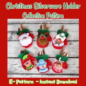 Christmas Silverware Holder E-Pattern,   Cutlery holder Pattern for Holidays,  No-Sew Utensil holder pattern