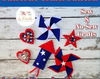 Patrón de costura patriótico, patrón PDF patriótico sin costura, patrón electrónico, manualidades patrióticas, manualidades del 4 de julio, decoración de cohetes y estrellas, manualidades del 4 de julio