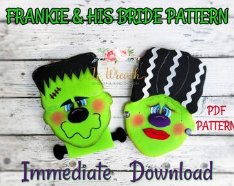 No Sew Halloween Frankie PDF Pattern, Halloween Monster Pattern, Halloween PDF Pattern, PDF Halloween Pattern, Halloween Wreath Attachment