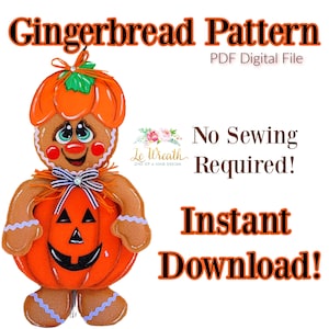 Modèle de pain d&#39;épice d&#39;Halloween, modèle PDF de pain d&#39;épice d&#39;automne sans couture, pièce jointe de couronne de pain d&#39;épice, modèle numérique de pain d&#39;épice