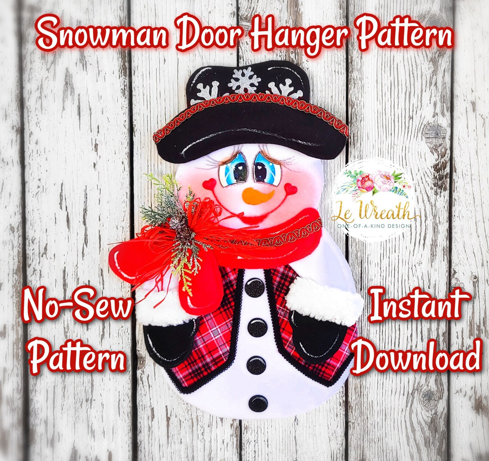 Snowman Door Hanger No-sew Digital Pattern, Frosty Hanger Pattern ...