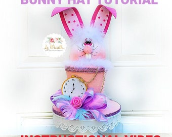 Easter Bunny Hat Tutorial, Bunny Hat Wreath Attachment DIY, Bunny Doll Making Video, Bunny Instructional Video, Wreath Attachment DIY