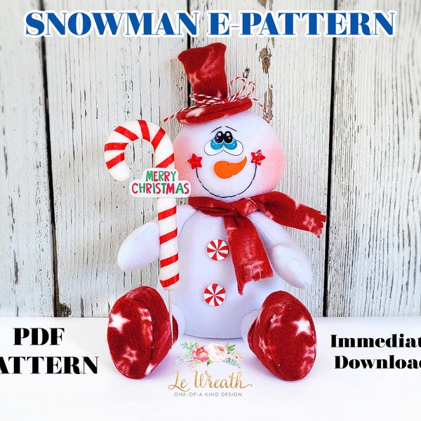 Snowman E-Pattern, Sewing Snowman Doll Pattern, PDF Winter themed Pattern, Frosty Doll Digital Pattern