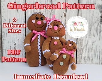 Gingerbread PDF Pattern, Gingerbread E- Pattern, Gingerbread Doll DIY,  Christmas Gingerbread Electronic Pattern, E-Pattern Gingerbread Man